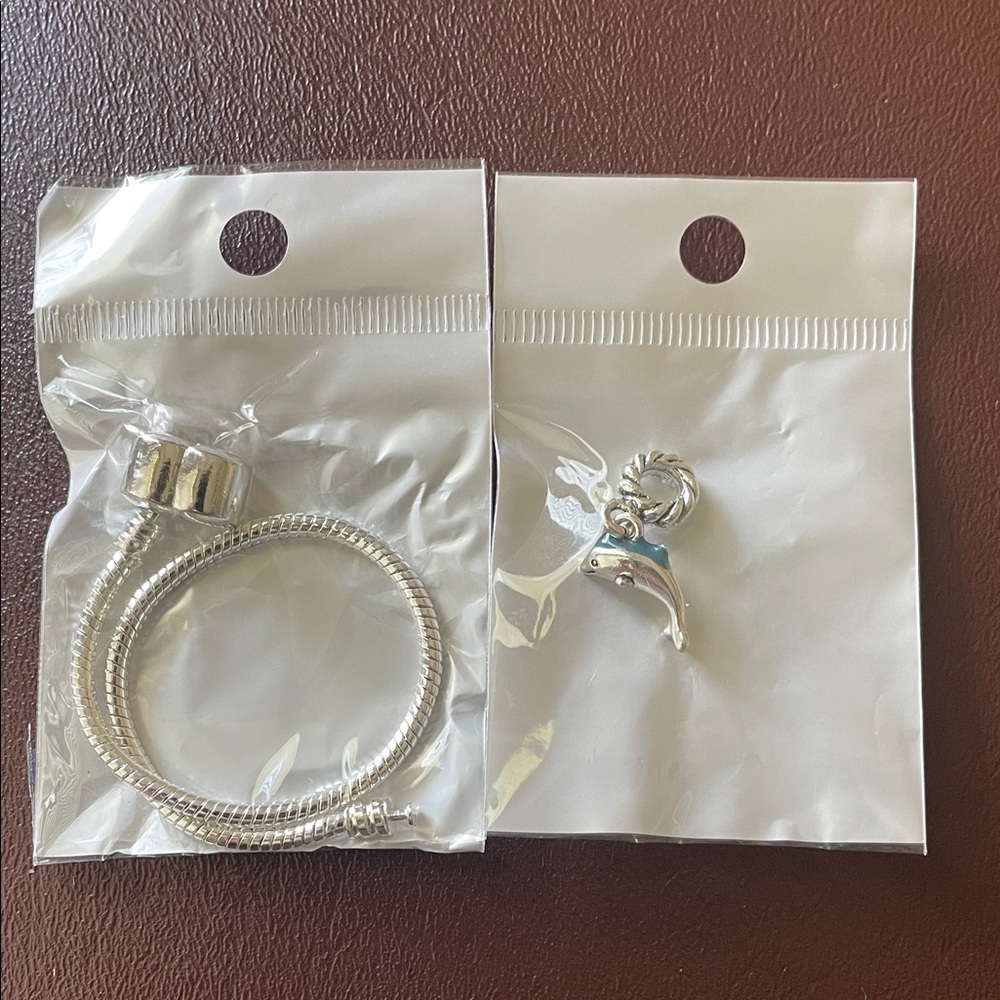 Silver Charm Bracelet with Dolphin Charm